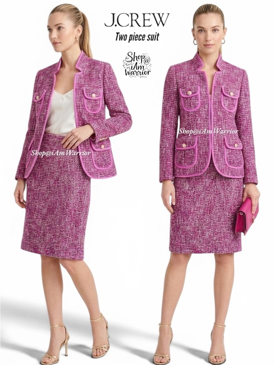 J. Crew Dresses & Skirts - J.Crew fuchsia lady tweed jacket + pencil skirt 2 piece suit *shop@iamwarrior